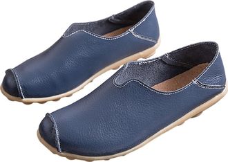 Generic Casual Shoes for Women Slip-On Smooth Loafers Shoes Leather Work Shoe Lightweight Solid Color Sports Shoe Breathable Low Top Trainers Casual Work Offi