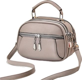 Generic Compatible For Womens Crossbody Bag Multiple Pockets Small Round Buns Storage Wallet Shoulder(Grey)