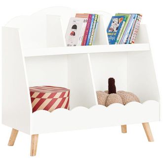 SoBuy Sobuy - Librer&iacute;a Infantil Mediano Para Ni&ntilde;os Con 3 Estanter&iacute;as Y 2 Compartimentos Organizador De Juguetes Y Libros Para Ni&ntilde;os Kmb100-w Es