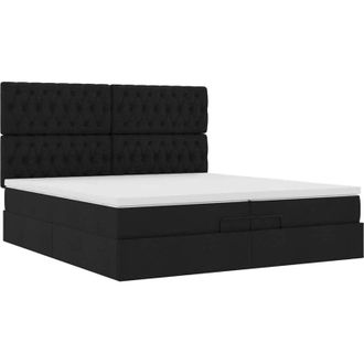 vidaXL Estructura De Cama Otomana Con Colchones Tela Negra 200x200cm Vidaxl
