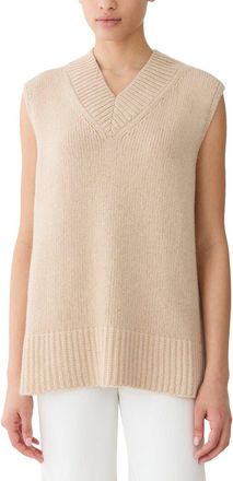 Lafayette 148 New York Chunky Wide V-Neck Cashmere & Wool-Blend Sweater