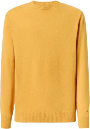 MC2 Saint Barth Witte Crew Neck Sweater met Logo - Heren - Ronde hals truien - Geel - L - Wol - Truien & Vesten