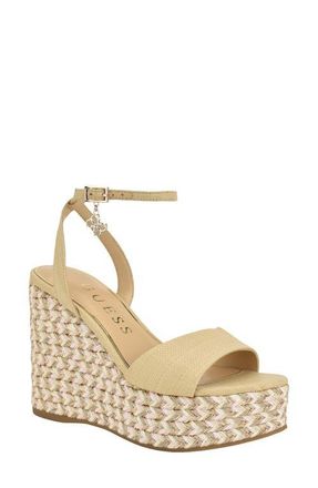 Guess Everly Platform Wedge Sandal in Natural at Nordstrom, Size 9.5