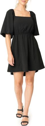 Gibsonlook Puff Sleeve Crepe Fit & Flare Dress in Black at Nordstrom Rack, Size Xx-Small