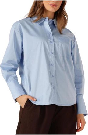 Co'Couture Lichtblauwe Poppy Cuff Blouse - Dames - Overhemden - Blauw - L - Katoen - Overhemden