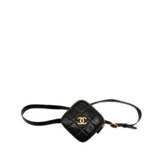 Chanel Pre-owned Quilted Caviar Leather Belt Bag - Dames - Pre-owned - Zwart - Maat: ONE Size Leer