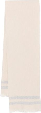 Eleventy Ribgebreide sjaal met franje - Beige