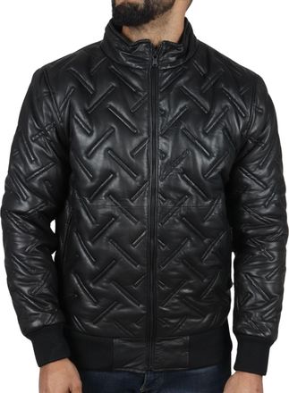 TruClothing Puffer Quilted Bomber Real Leather Jacket