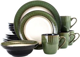 Elama Grand Jade 16 Piece Luxurious Stoneware Dinnerware with Complete Setting for 4, 16pc in Green at Nordstrom