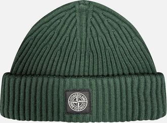 Stone Island Mens Stone Island Thick Ribbed Wool Beanie Hat Musk Green