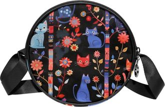 Generic Circle Crossbody Bag for Women, Rabbits Small Sling Bag Daypack with Zipper Adjustable Shoulder Straps Casual Ladies Girls Round Purse