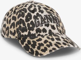 Ganni Mixed Cap in Leopard Canvas