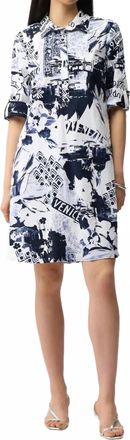 Joseph Ribkoff Floral Graphic Shirt Dress In Blue/vanilla
