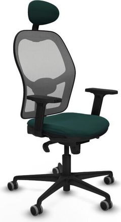 Piqueras y Crespo Piqueras Y Crespo - Jorquera Sincro Malla Gris Similpiel Verde Botella Brazos 2d Base Nailon Cabecero Fijo Ruedas 65mm Engomada