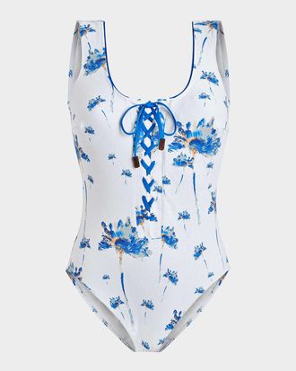 Vilebrequin Herbier Shiny Jersey One-Piece Swimsuit