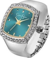 Jessica Simpson Crystal Quartz Ring Watch, 20mm in Silver at Nordstrom Rack