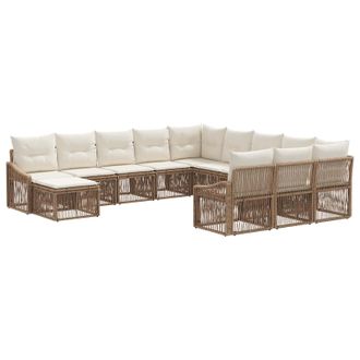 vidaXL Conjunto De Sof&aacute;s De Jard&iacute;n 12 Pcs Beige Rat&aacute;n Sint&eacute;tico Vidaxl
