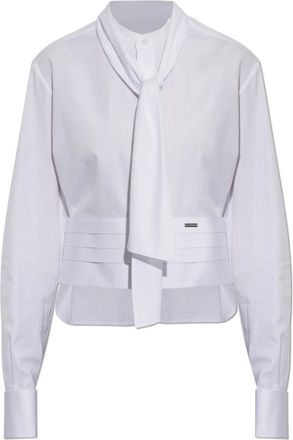 Dsquared2 Strik met strik - Dames - Overhemden - Wit - M - Katoen - Overhemden