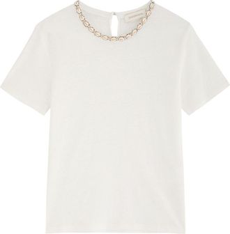 Zimmermann Illuminate Embellished Linen T-shirt - Ivory - 0P (UK 6 / XS)