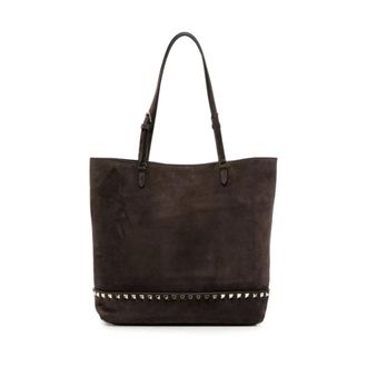 Valentino Garavani Tassen, Dames, Bruin, ONE Size, Leer, Rockstud Medium Suede Tote