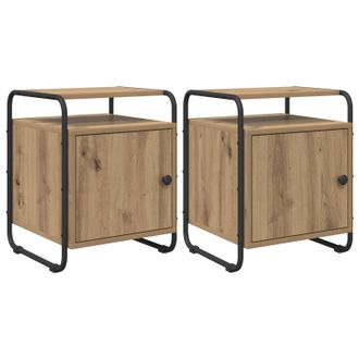 vidaXL Mesa De Noche 2 Uds. Roble Artisan Madera De Ingenier&iacute;a Vidaxl