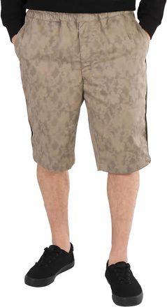 Comme Des Garçons Mens Khaki Elasticised Floral Print Shorts