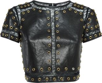 Alice & Olivia Top in pelle - Nero