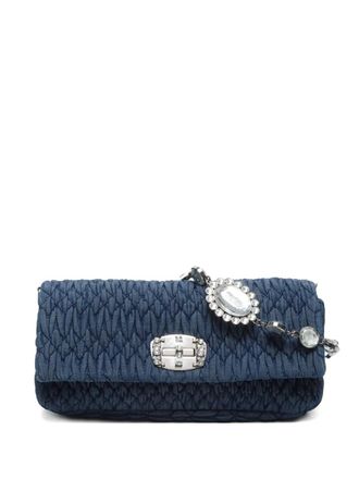 Miu Miu 2010s matelassé denim shoulder bag - Blue
