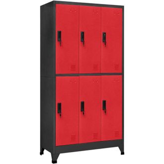 vidaXL Taquilla De Acero Gris Antracita Y Rojo 90x45x180 Cm Vidaxl