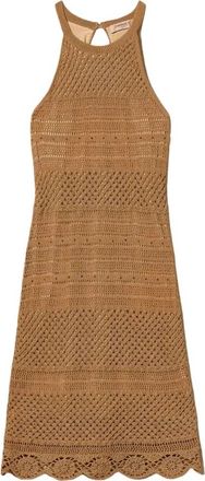 Twinset Mini Gebreide Jurk - Dames - Kleedjes - Beige - L - Katoen - Kleedjes