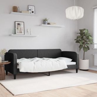 vidaXL Sof&aacute; Cama Sin Colch&oacute;n Tela Negro 80x200 Cm Vidaxl