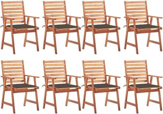 vidaXL Vidaxl - Sillas Comedor De Jard&iacute;n Y Cojines 8 Uds Madera Maciza Acacia