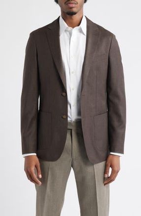 Mizzen+Main Lavelle Trim Fit Lightweight Brown Wool Flannel Blazer in Espresso Heather at Nordstrom Rack, Size 38