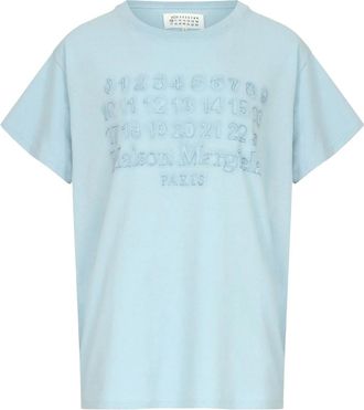 Maison Margiela Womens Light Blue Cotton T-shirt - Light Grey - Size Small