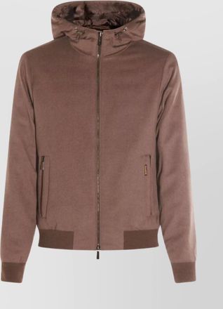 Moorer hooded down jacket with ribbed cuffs and hem