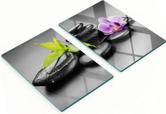 OEM Set Di Due Taglieri Decorativi In Vetro Per Cucina, Modello Zen Stones, 2x40x52 Cm
