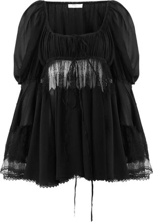 Chloé scoop-neck puff-sleeve blouse - Black