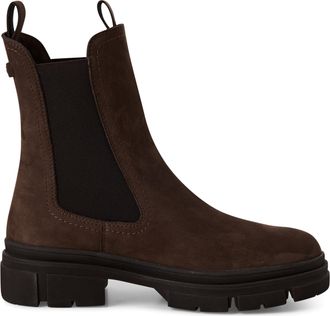 Tamaris Tamaris Dames Mocca Bruine Leren Klassieke Hoge Chelsea Enkellaarsjes