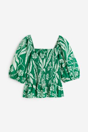 H&M Gesmokte Bluse - Green