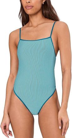 Nike Ripple Texture Squareneck One Piece Womens Swimsuits One Piece Bleached Turquoise : LG, Nylon/Polyester/Spandex