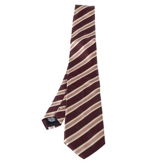 HUGO BOSS Boss By Hugo Boss Burgundy Striped Silk Tie