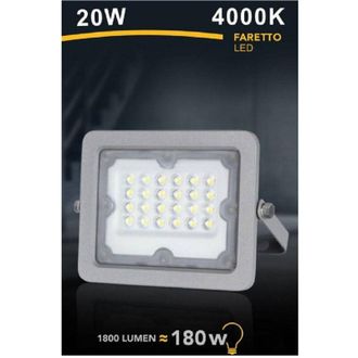 Trade Shop Trade Shop Traesio - Trade Shop - Faretto Led Proiettore Slim Esterno Grigio 20w Ip65 Luce 6500k 4000k 3000k Fs20w