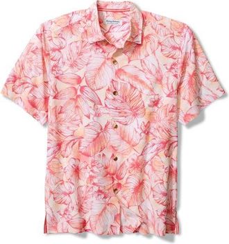 Tommy Bahama Coconut Point Coastal Cool Frond Escape IslandZone Short Sleeve Button-Up Shirt in Pink Peach at Nordstrom, Size Xxx-Large