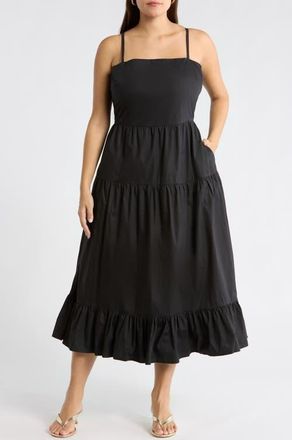 Sugarlips Brynley Cami Midi Sundress in Black at Nordstrom, Size 3 X