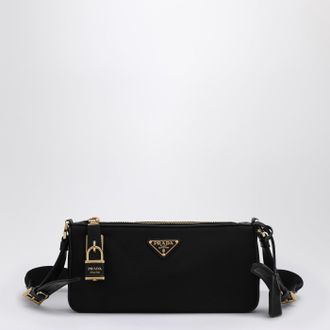 Prada Black Re-Nylon and leather bag with padlock
