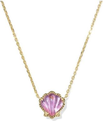 Kendra Scott Brynne Shell Pendant Womens Necklace Womens Necklace Gold Purple Iridescent Abalone Illusion, Brass