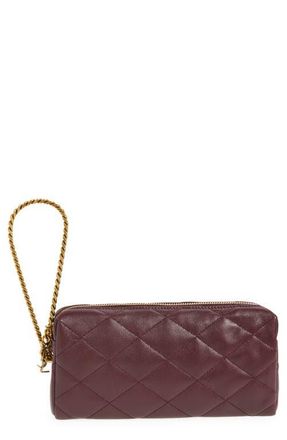 Saint Laurent Cassandre Bijou Matelass&eacute; Leather Wristlet in Rouge Cabernet at Nordstrom