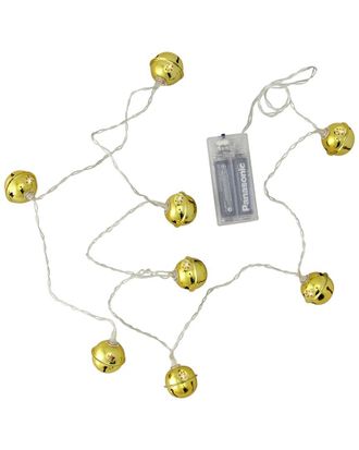 Northern Lights Discontinued Northlight 8 Battery Operated Gold Led Jingle Bell Christmas Lights - Clear Wire