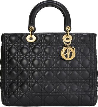 Dior Black Lambskin Leather Lady Large (Authentic Pre-Loved)