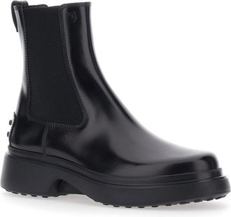 Tod's Womens Ankle Boots Black Leather Blend Sheep